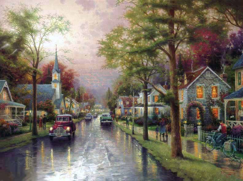 Thomas Kinkade HOMETOWN MORNING